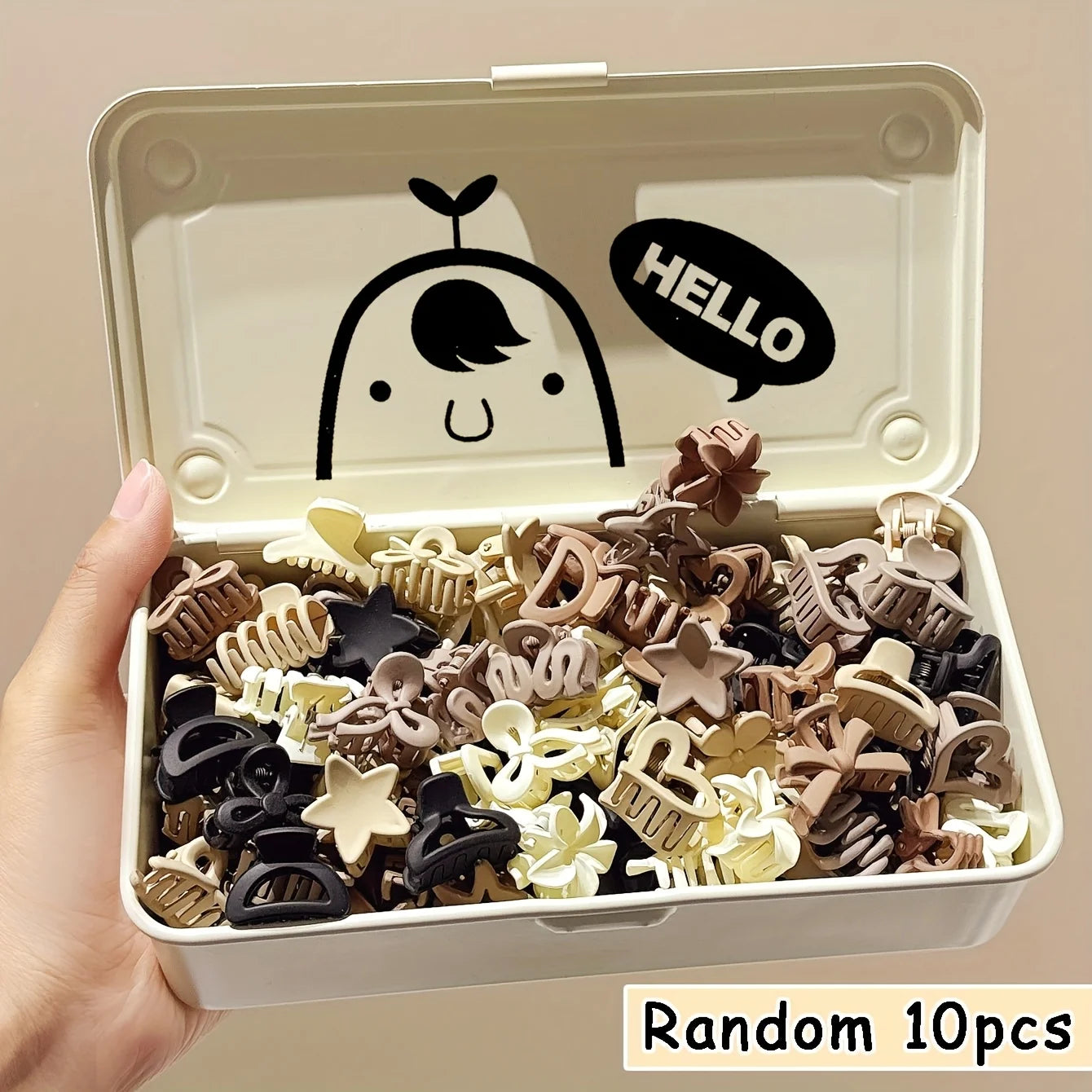 Beige Hair Clip Pack