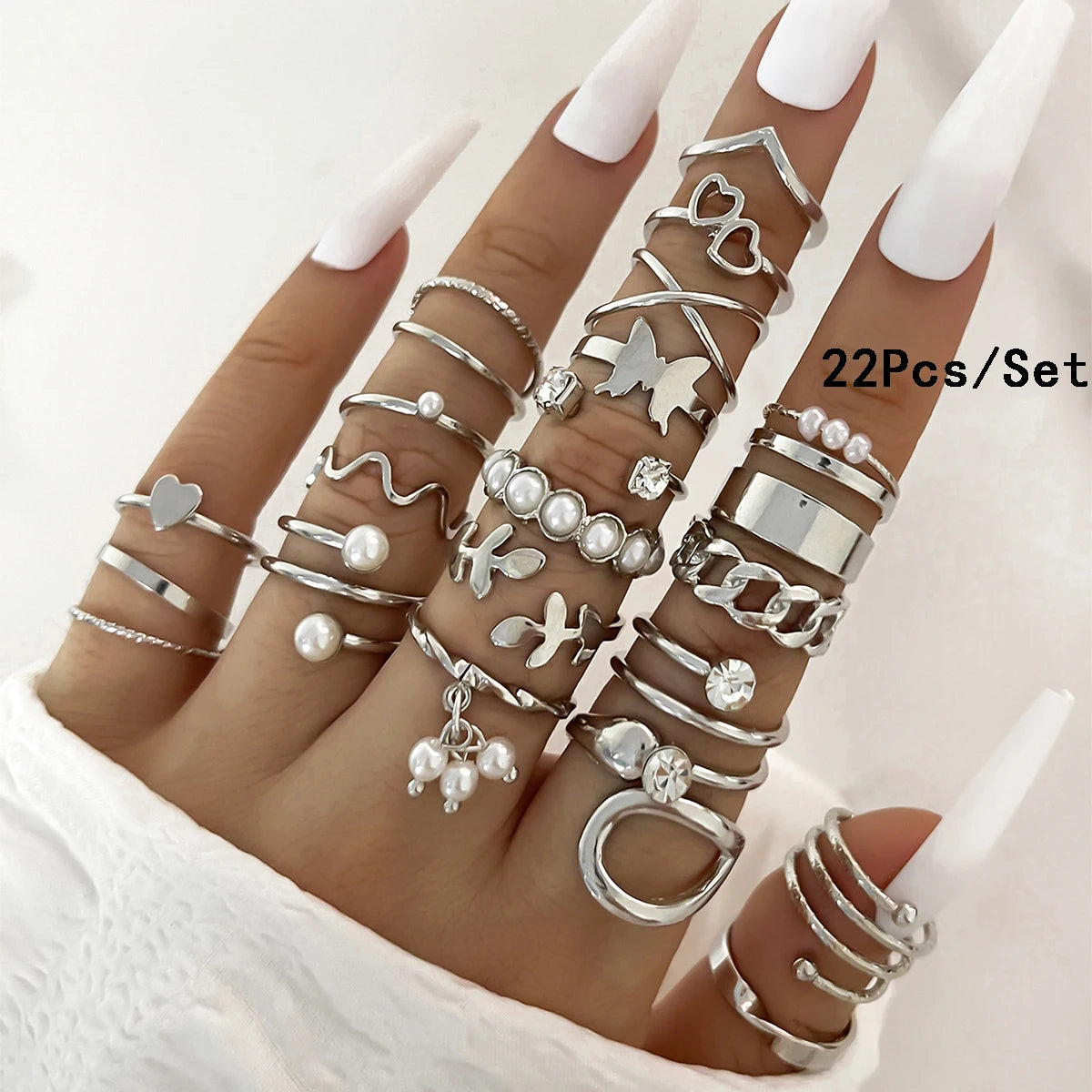 23Pcs Gold & Silver Knuckle Rings Set for Women, Crystal Star & Moon Designs for Party & Gifts