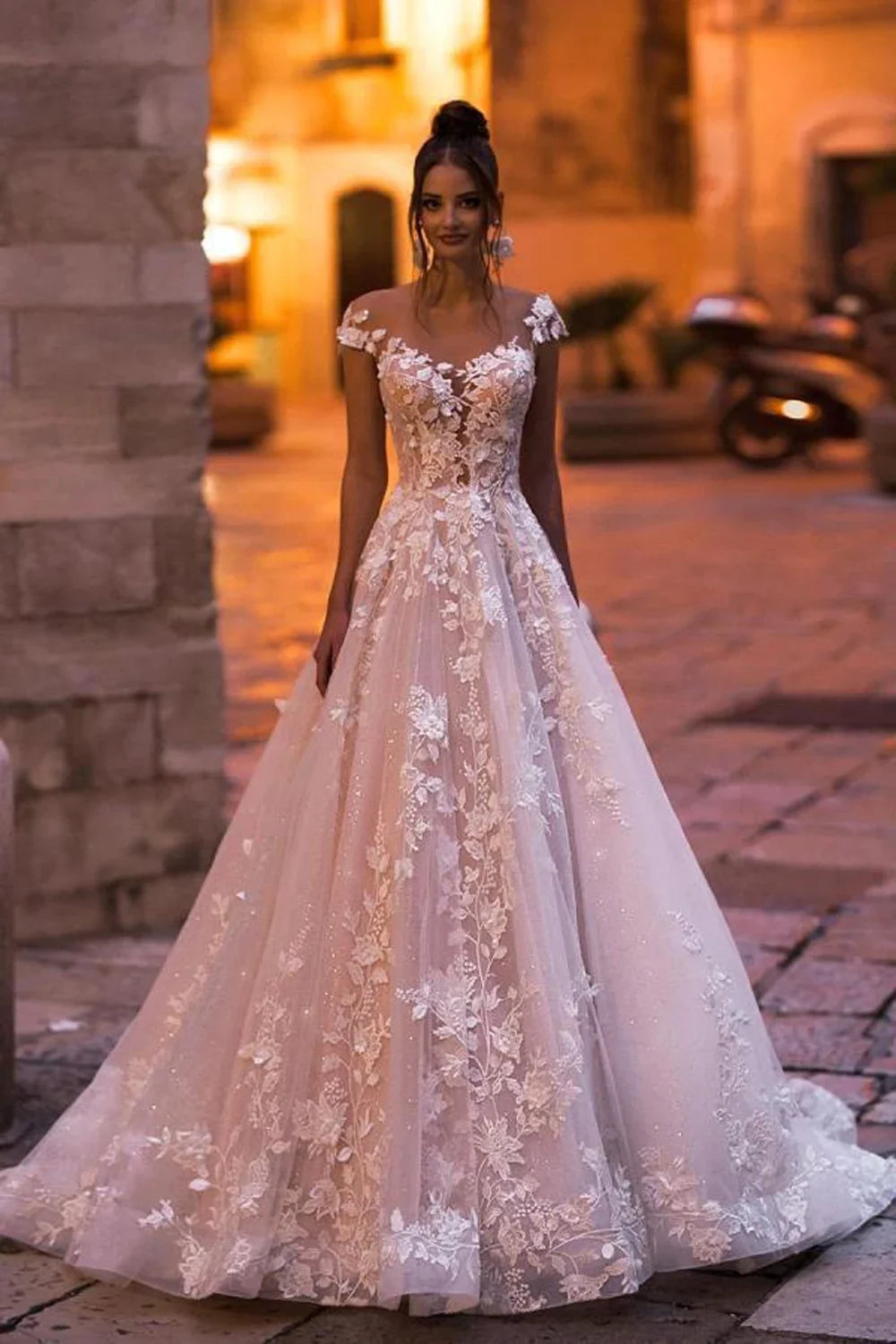 Boho Wedding Dress | Lace Off Shoulder Bridal Gown