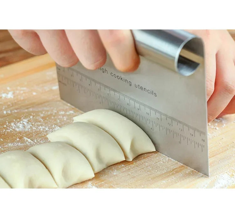 Stainless steel dough scraper with ruler