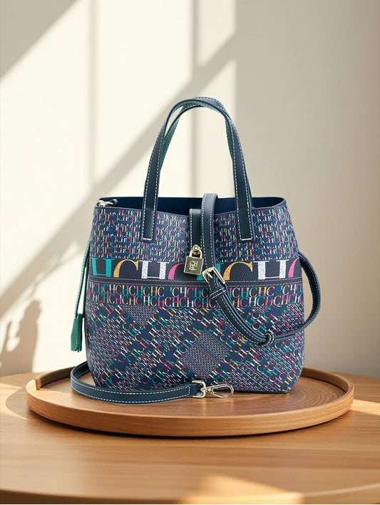 C-CH Luxury Tote Bag | with Letter Print, Secure Closure, Italian Design, New Trend