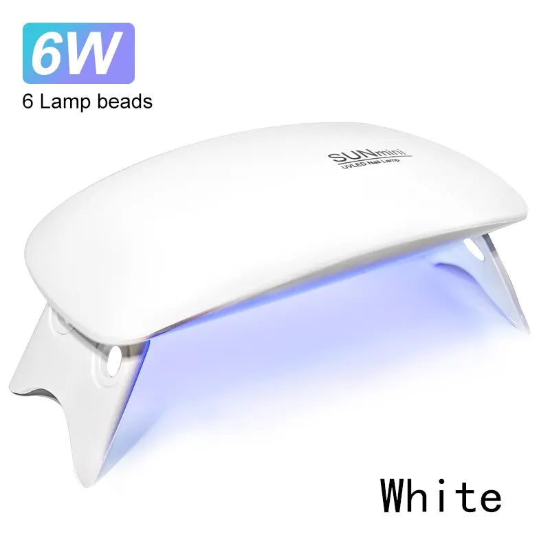6W 6 LED Mini UV Nail Lamp, Portable with USB Cable for Home Manicure