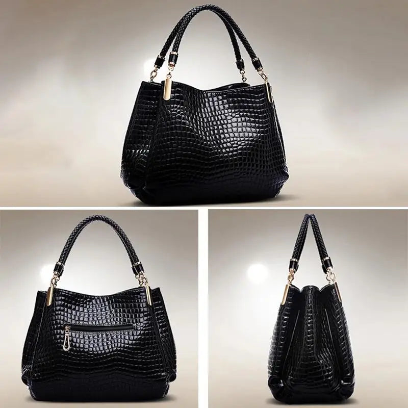 Women's Tote Bag with Crocodile Print
