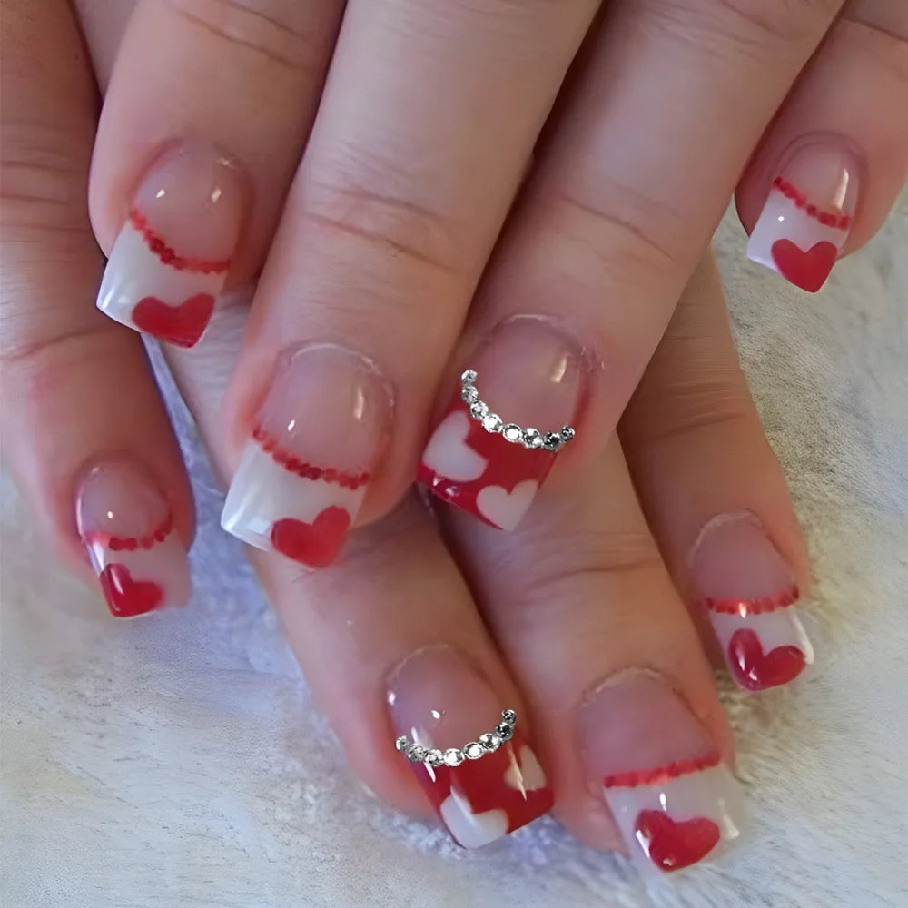 Y2K press on nails black French tips