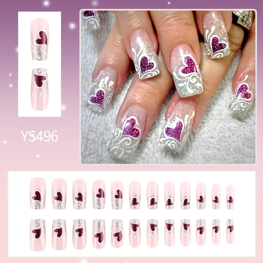 Y2K press on nails black French tips