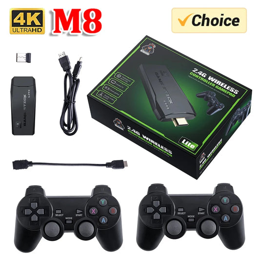 E-Video Game Console for TV (M8) | 4K HD, 10,000 Retro Games, 2 Wireless Controllers