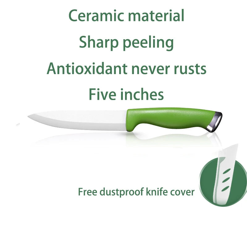 Set of 3 Ceramic Kitchen Knives - Multipurpose with Protective Sheath