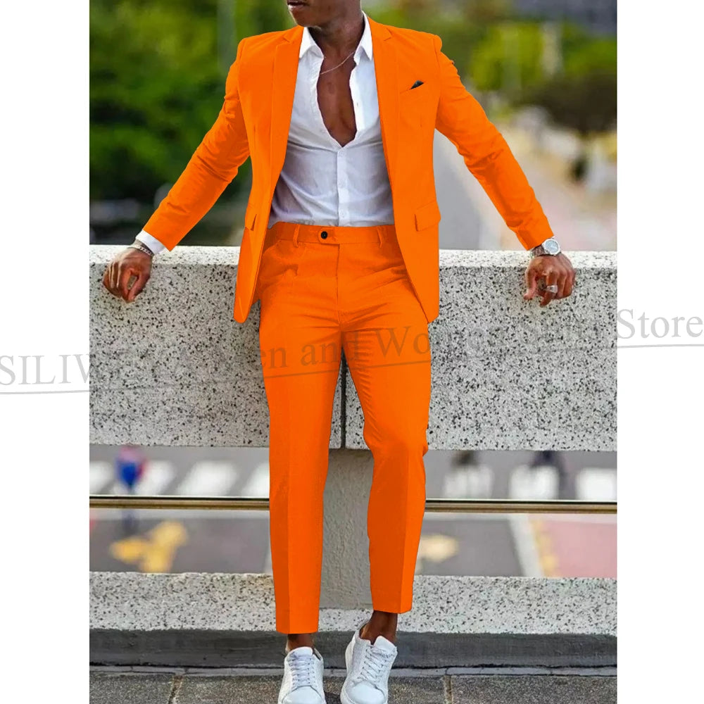 Mens 2 Piece slim fit Suit: Formal Wedding & Graduation Tuxedo