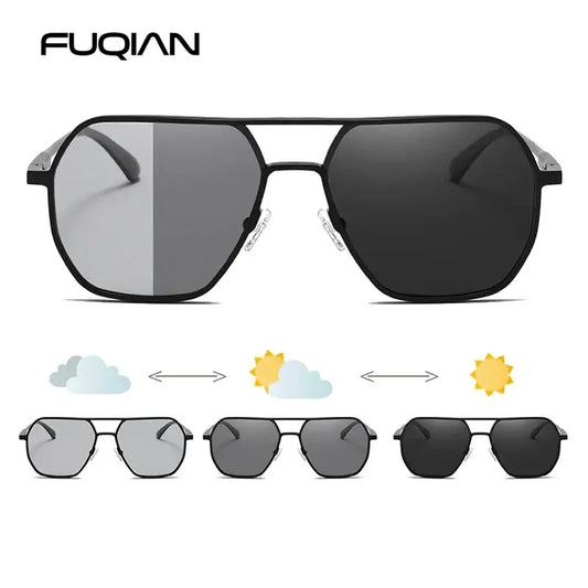 Unisex Metal Photochromic Sunglasses - Polarized with UV400 Protection