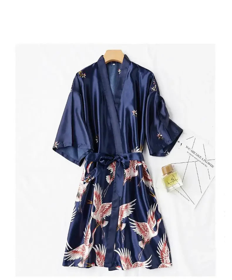 Women's Satin Kimono Robe Set