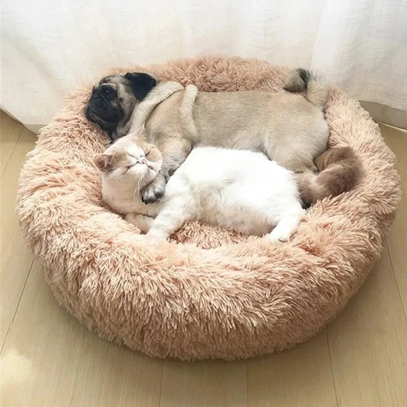 Soft Plush Round Pet Bed with Cushion for Dogs and Cats, Pet Bed, Sofa Bed for Sleeping