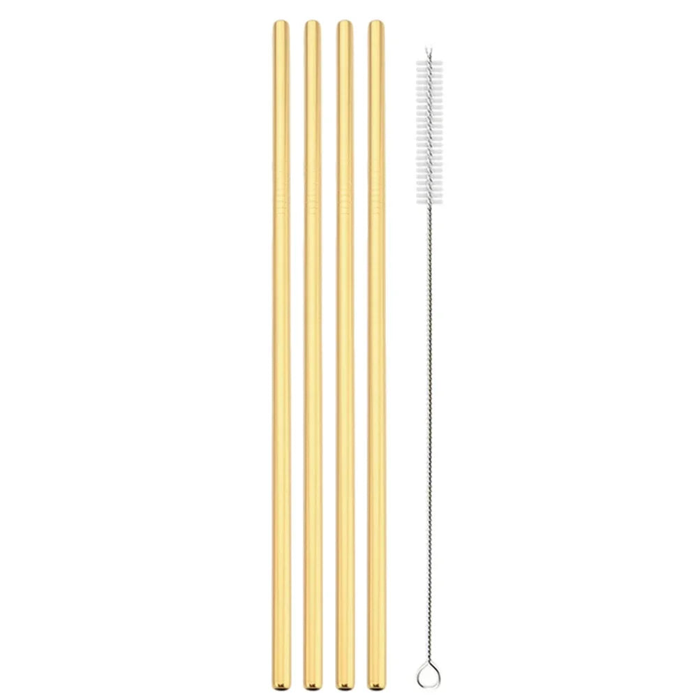 Gold Stainless Steel Reusable Straws Set