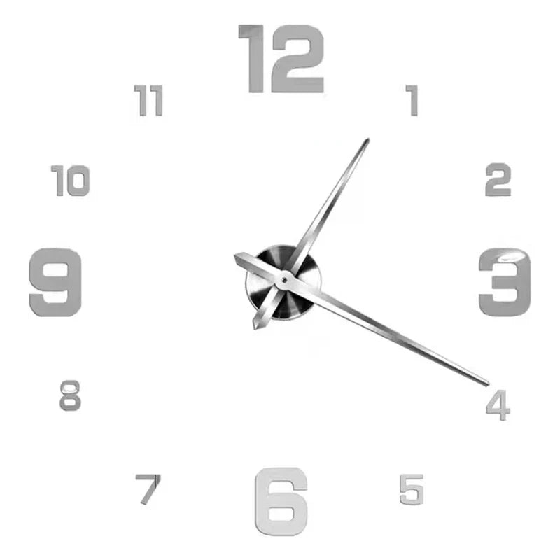 Large 3D acrylic wall clock with mirror effect