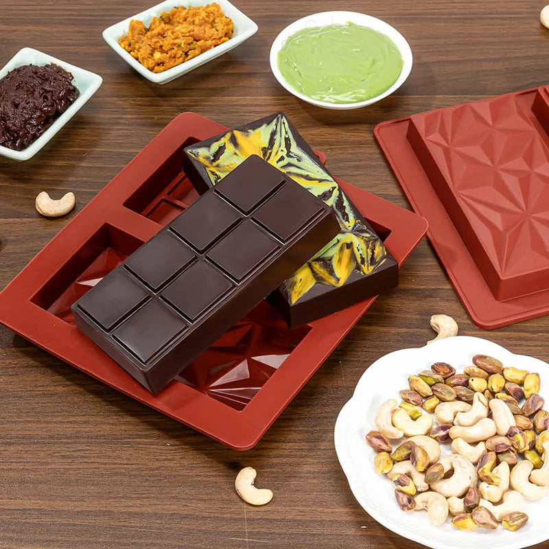 Silicone chocolate bar mold for thick tablets