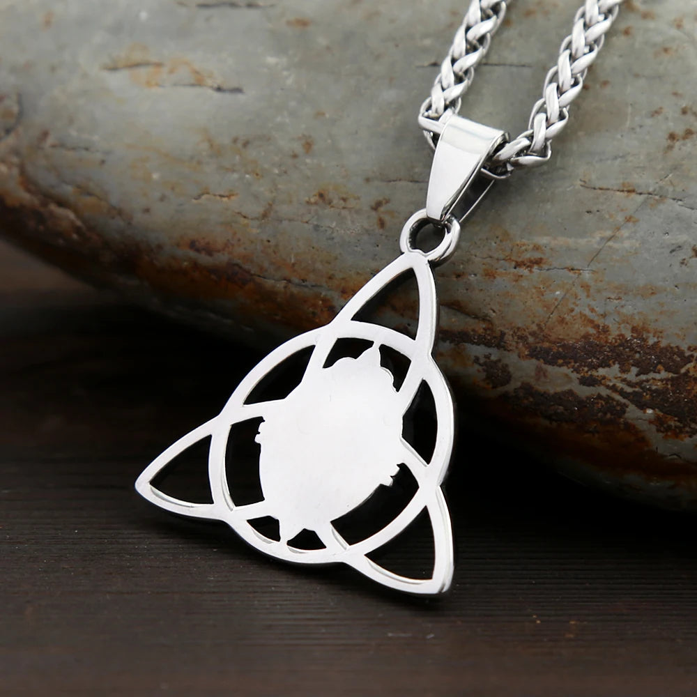 Trinity Knot, Opal, Nordic Amulet, Unisex Stainless Steel Jewelry