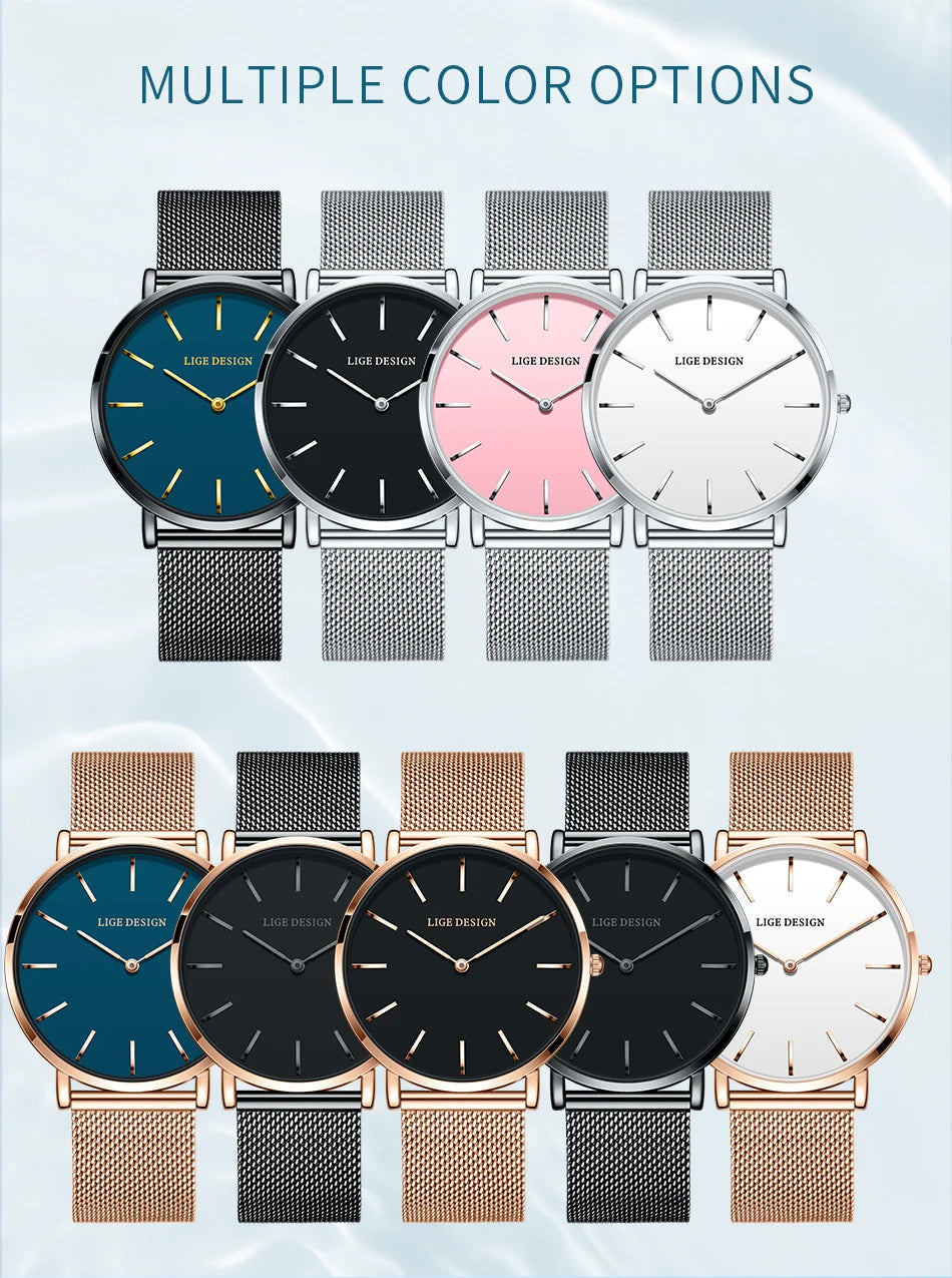 LIGE Women's Elegant Simple Quartz Waterproof Watch