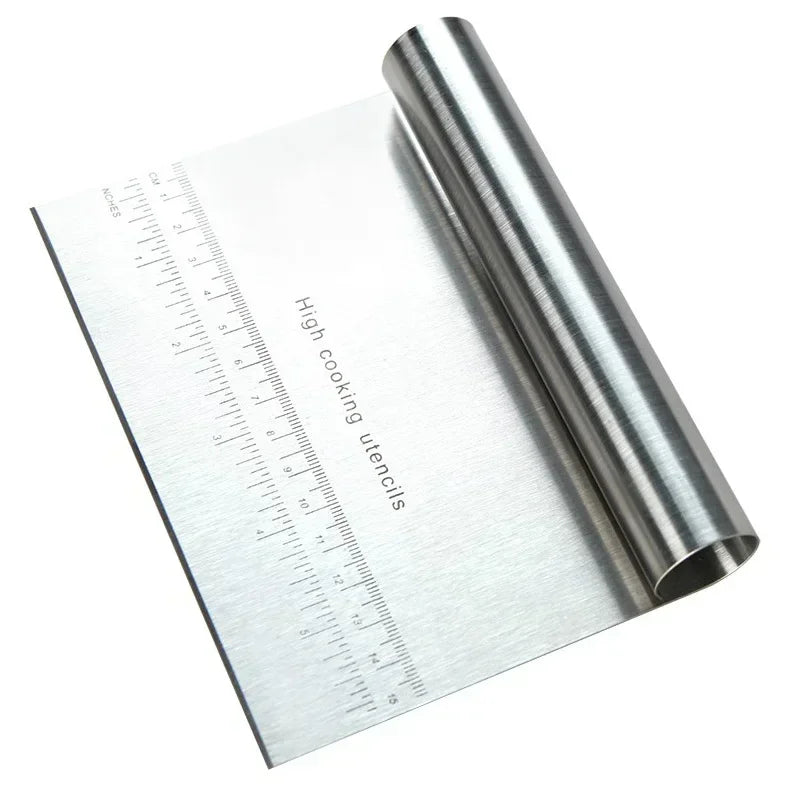 Stainless steel dough scraper with ruler