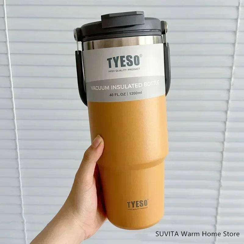 Stainless Steel Thermal Car Mug, Vacuum Insulated Travel Cup, Large Capacity with Dual Function Lid, Fits Cup Holders