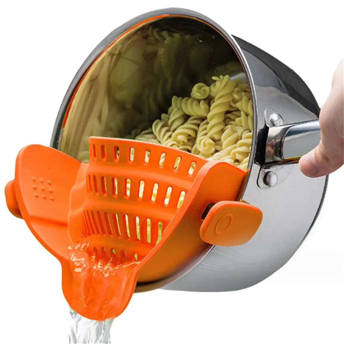 Clip on kitchen strainer for pots