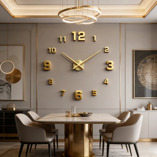Large 3D acrylic wall clock with mirror effect