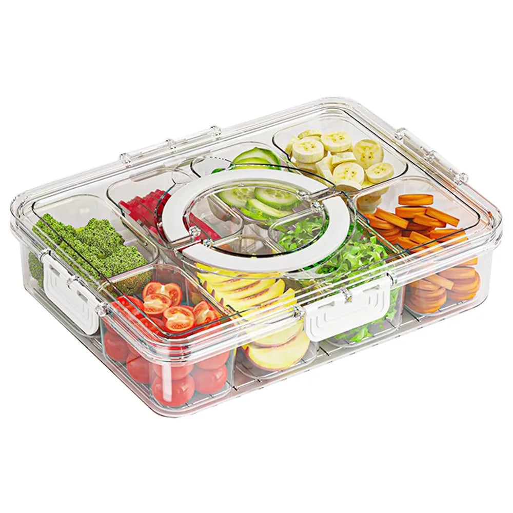 Transparent Snack Tray | Lid Handle Compartment Box