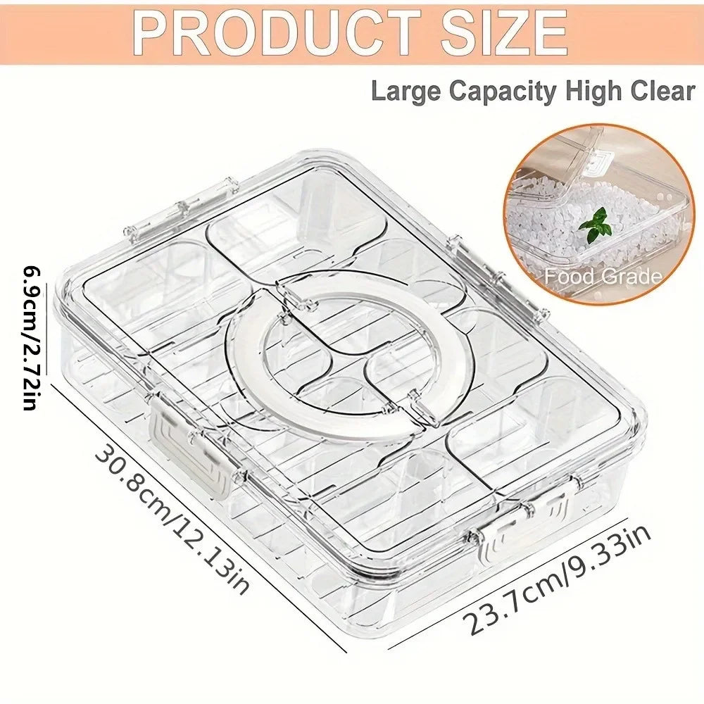 Transparent Snack Tray | Lid Handle Compartment Box