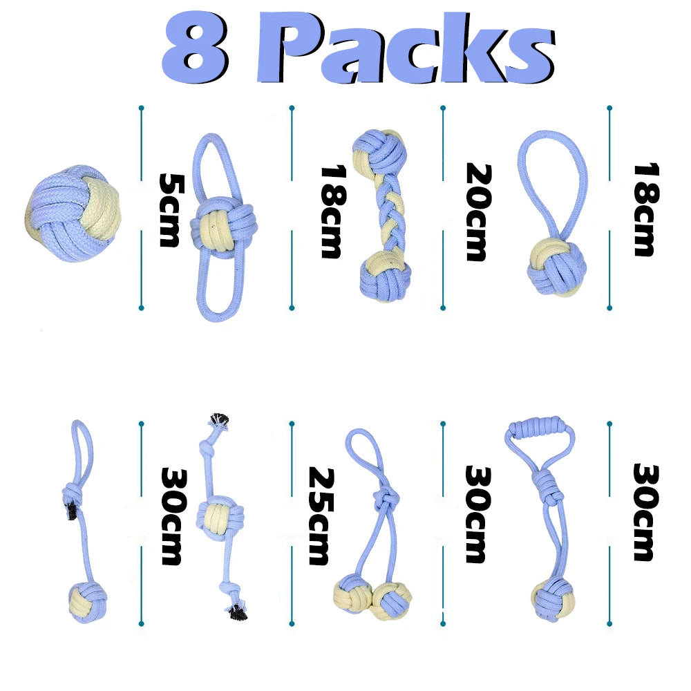 Set of 12 Rope Dog Toys | Dental Cleaning and Chewing Toys | Durable Outdoor Toy