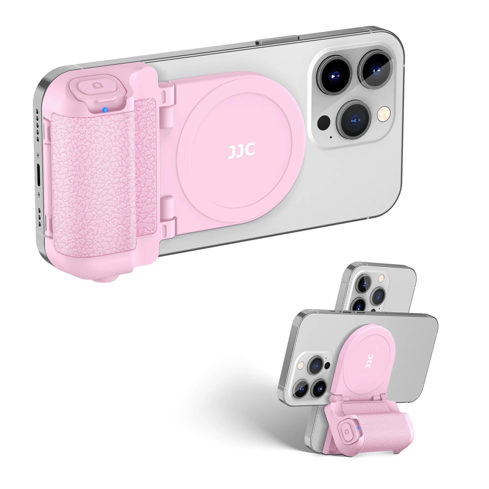 Magnetic phone camera grip with remote