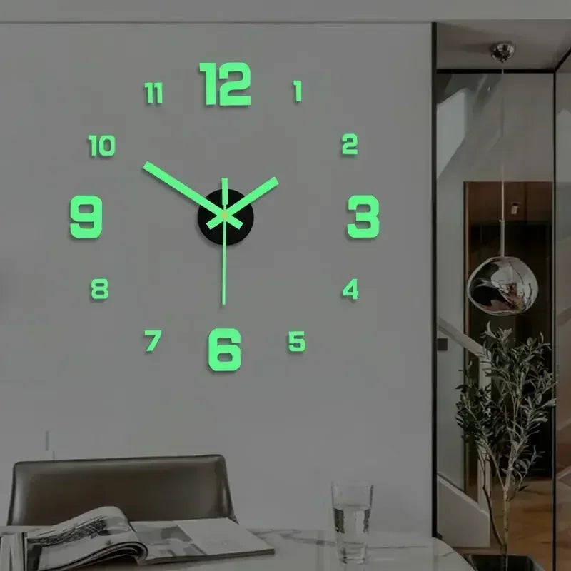 Large 3D acrylic wall clock with mirror effect