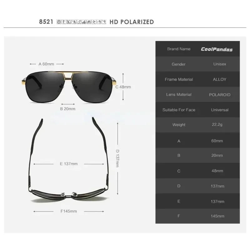 Polarized Aluminum-Magnesium Photochromic Sunglasses for Men