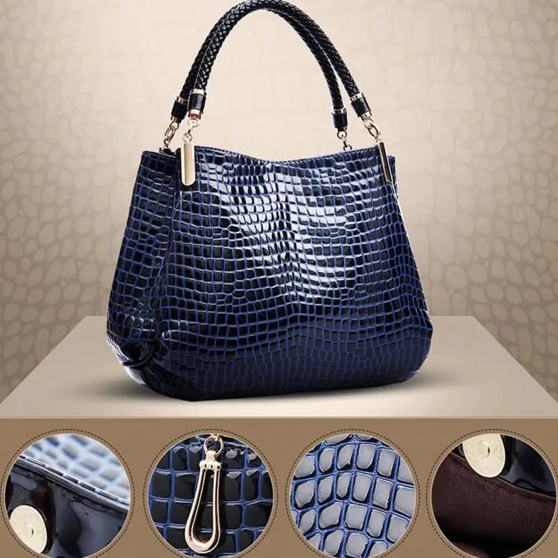 Women's Tote Bag with Crocodile Print