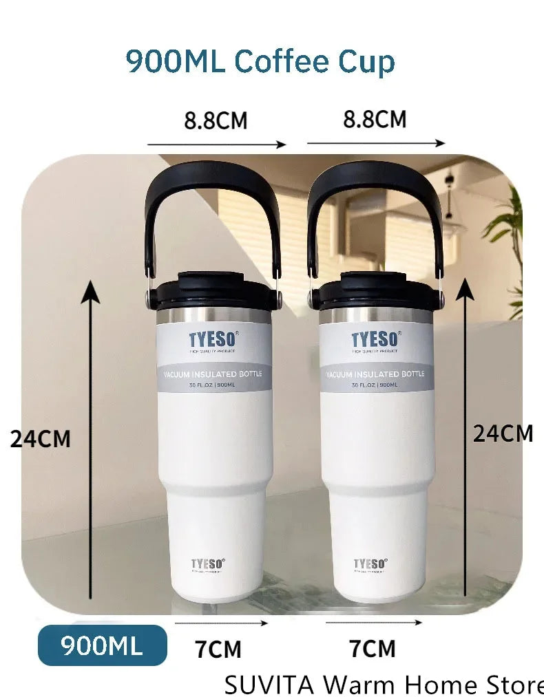 Stainless Steel Thermal Car Mug, Vacuum Insulated Travel Cup, Large Capacity with Dual Function Lid, Fits Cup Holders