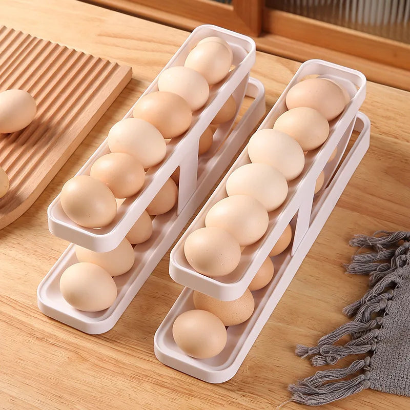 Refrigerator Egg Organizer | Rolling Double Layer Holder