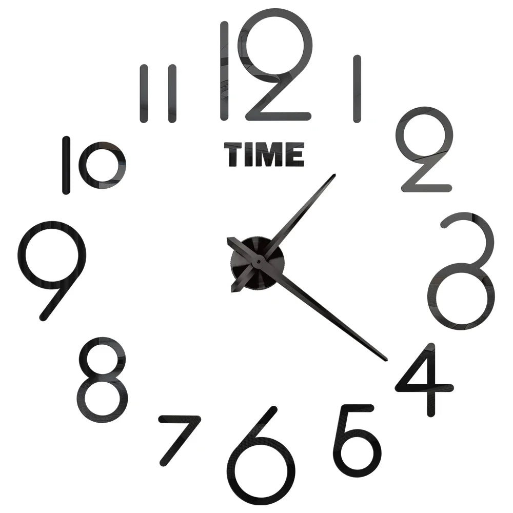 Large 3D acrylic wall clock with mirror effect