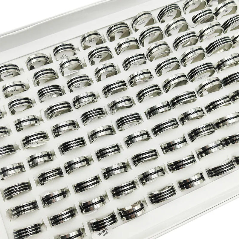 20pcs Wide Band Stainless Steel Ring Set for Men & Women