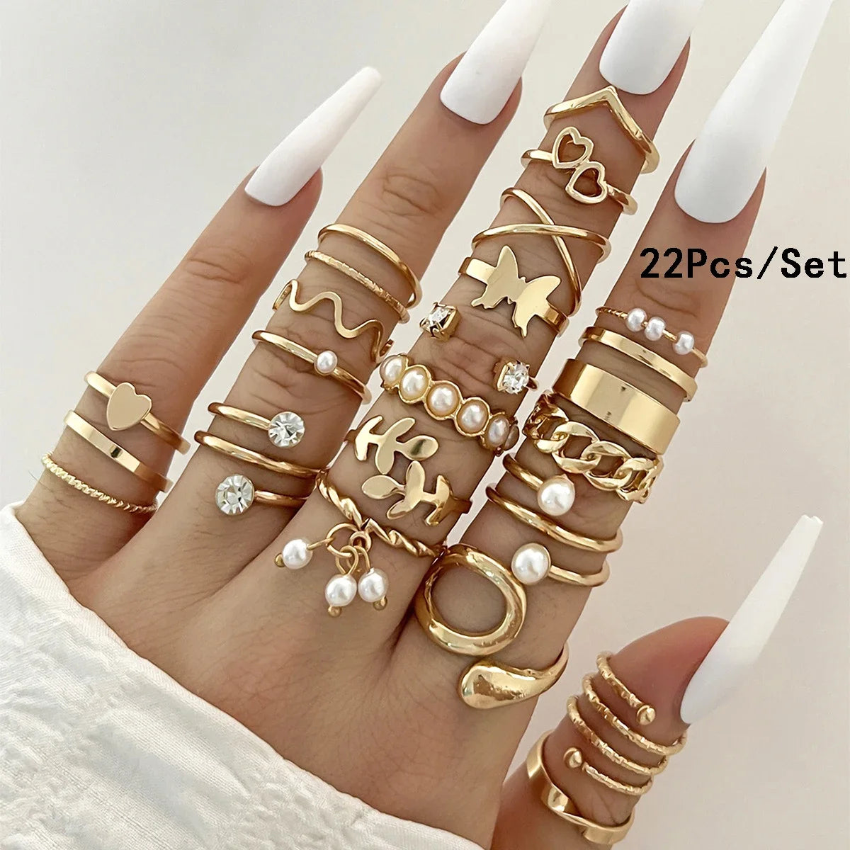 Set of 30 Women's Rings, Bohemian Geometric Stackable and Knuckle Rings, Gold and Silver Jewelry for Parties