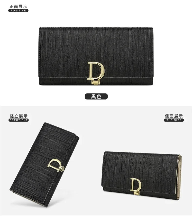 Women's Genuine Leather Long Wallet with Phone Compartment