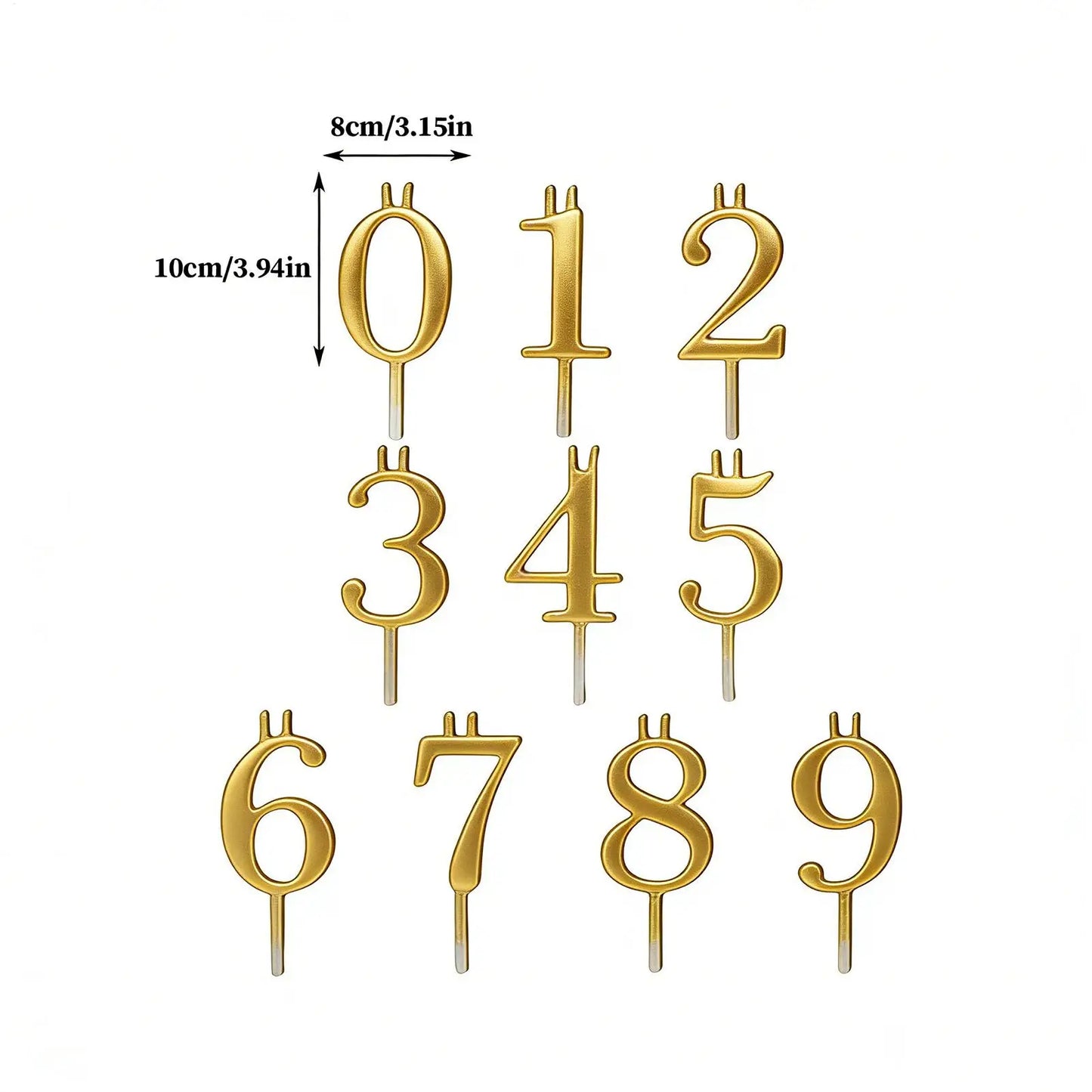 Number candlesticks for birthday cakes | Reusable metal decoration set from 0 to 9