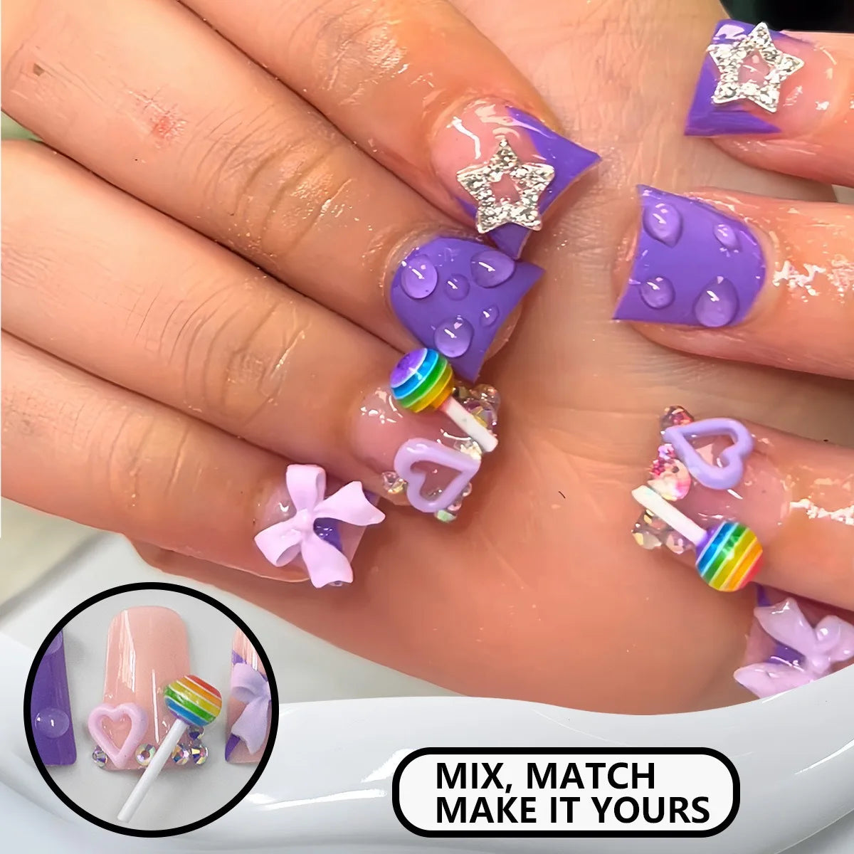 Duck shaped press on nails punk style