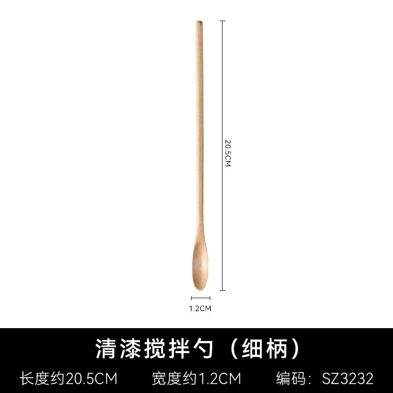 Wooden spoon with long handle for coffee