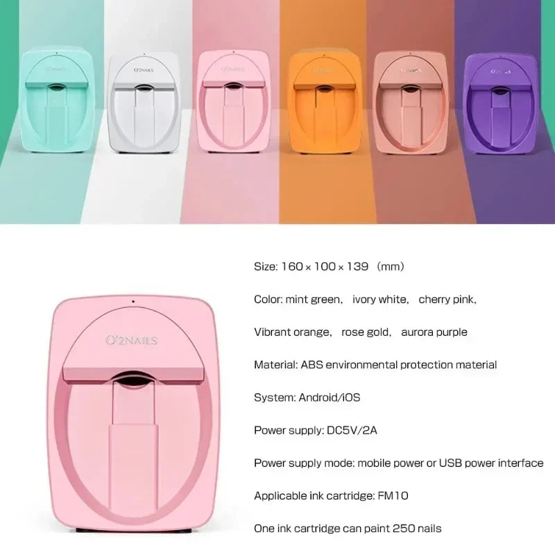 Impresora de uñas 3D portátil, máquina de uñas pintadas, impresión automática inteligente, artefacto con cartucho para el hogar de celebridades