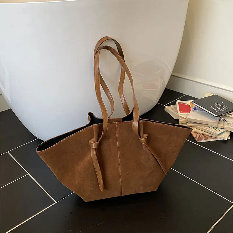 Women's faux suede handbag with matte finish