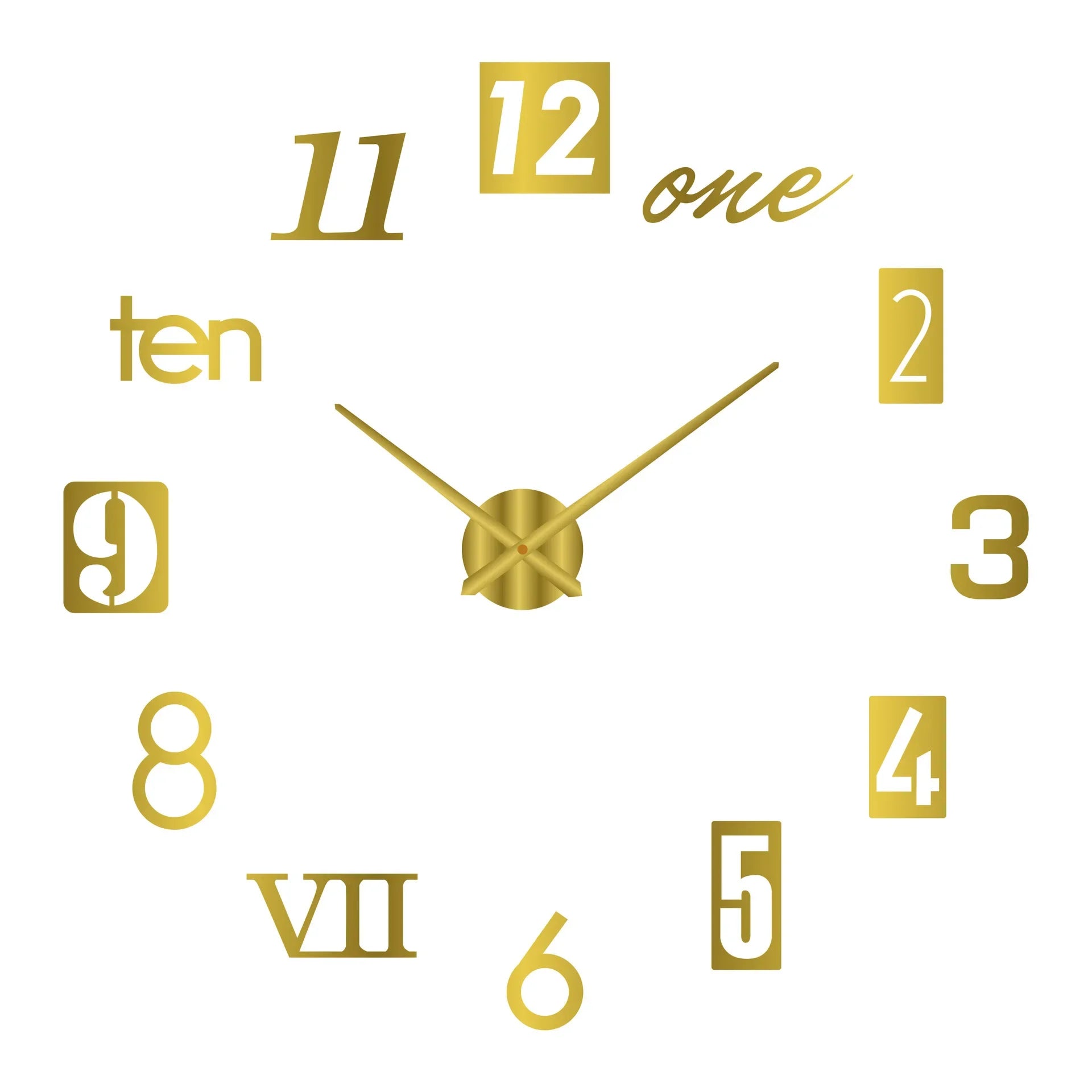 Large 3D acrylic wall clock with mirror effect