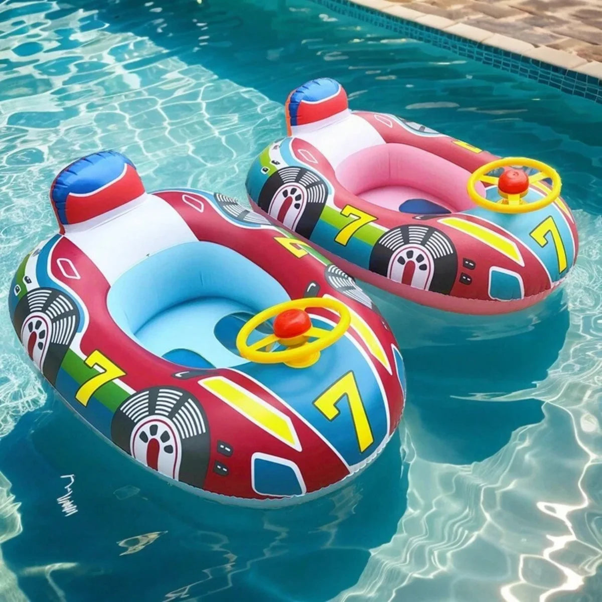 Inflatable Car Baby Pool Float for Toddlers with Safety Handles