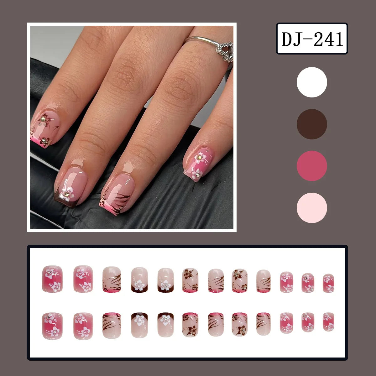 Y2K press on nails black French tips