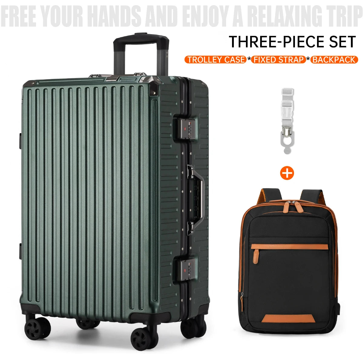3-piece hardside luggage set with aluminum frame