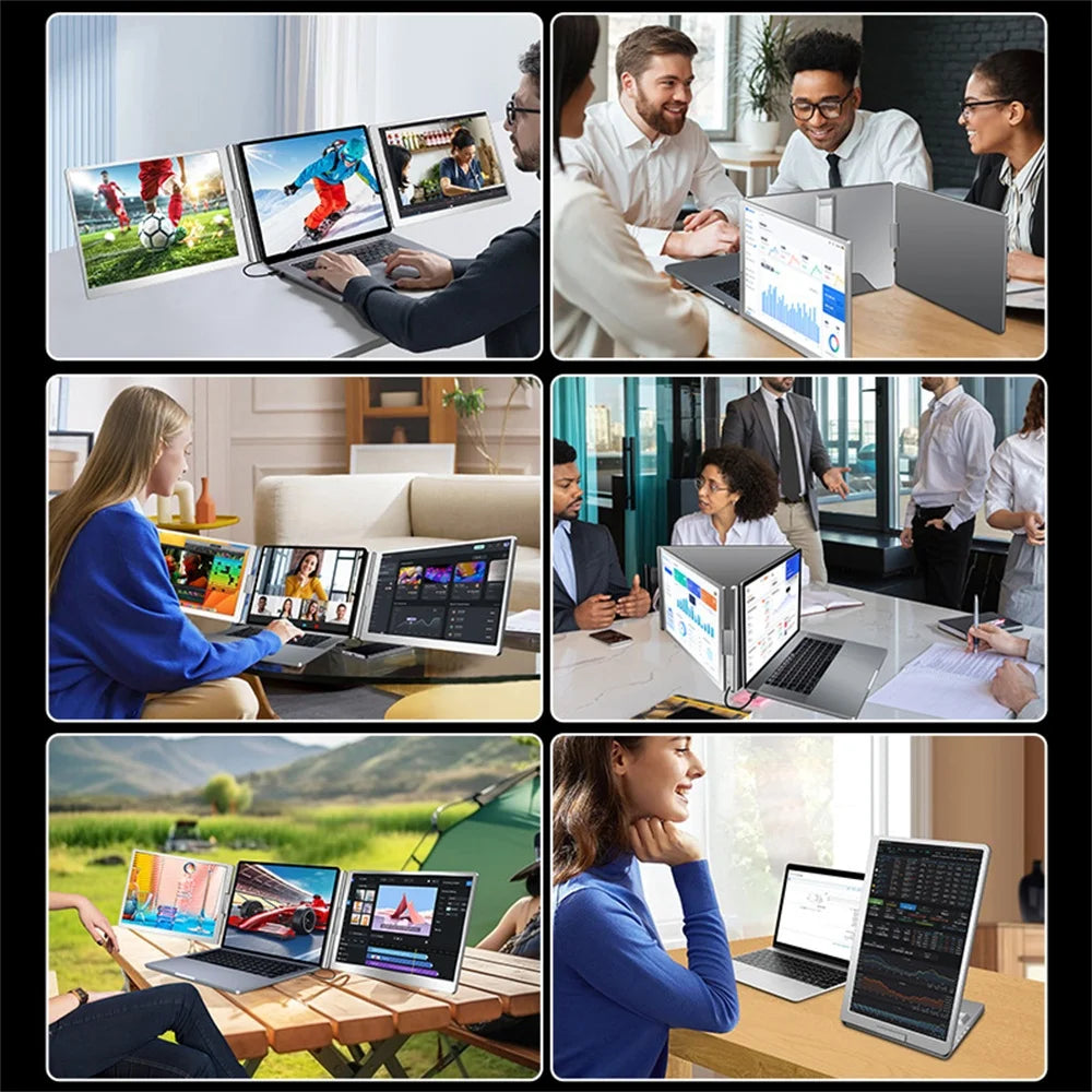 Rospider Triple Screen Portable Monitor | Dual 14" to 16" Portable Screen Extender