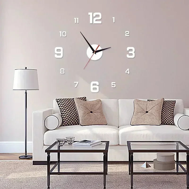 Large 3D acrylic wall clock with mirror effect