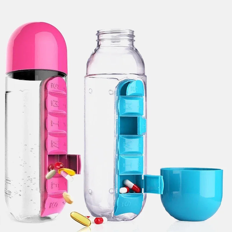 Water Bottle with Pill Organizer | 7 Day 600ml