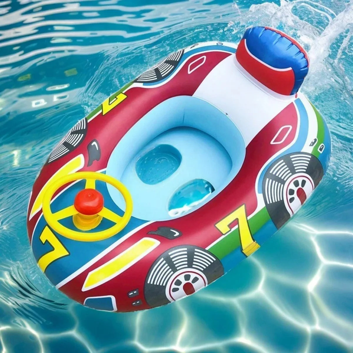 Inflatable Car Baby Pool Float for Toddlers with Safety Handles